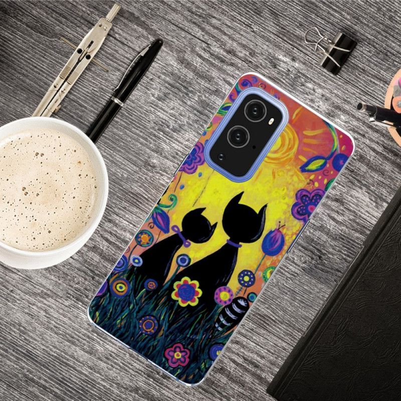 Κάλυμμα OnePlus 9 Μαύρο Γάτα Κινουμένων Σχεδίων