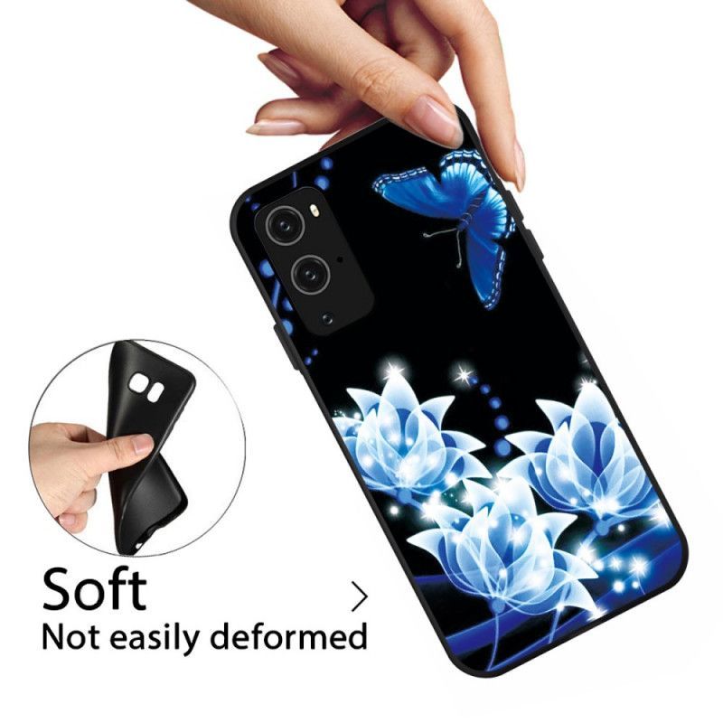 Κάλυμμα OnePlus 9 Pro Μπλε Πεταλούδα Και Λουλούδια