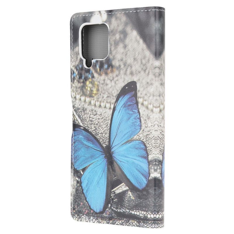 δερματινη Κάλυμμα Για Samsung Galaxy A12 Γκρι Βασιλική Πεταλούδα