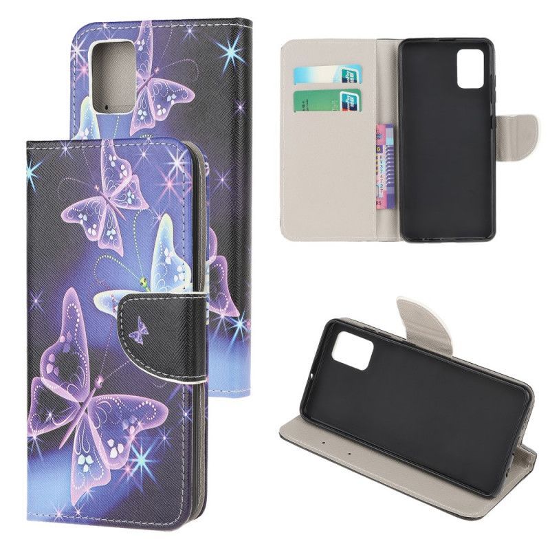δερματινη Κάλυμμα Για Samsung Galaxy A52 4G / A52 5G Πεταλούδες Νέον