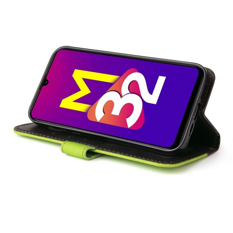 δερματινη Κάλυμμα Για Samsung Galaxy M32 Γκρι Διχρωμία