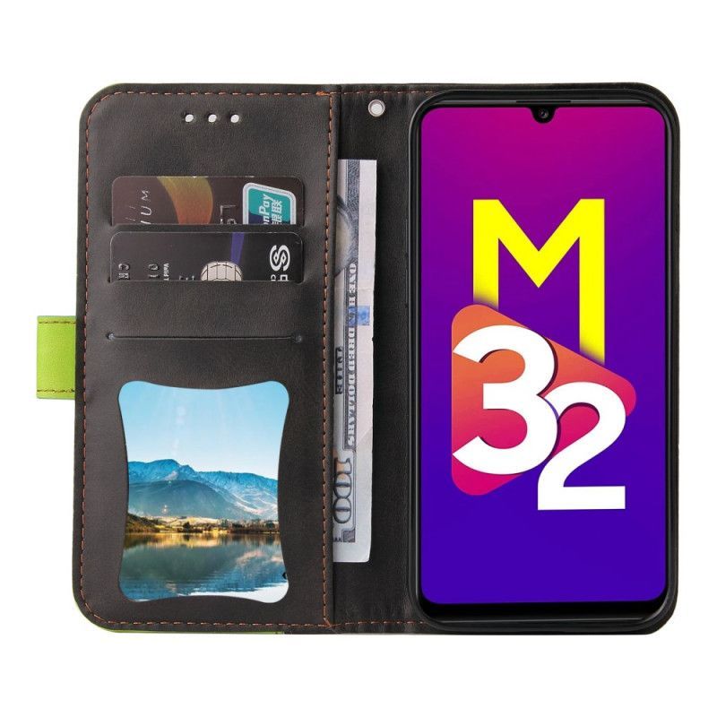 δερματινη Κάλυμμα Για Samsung Galaxy M32 Γκρι Διχρωμία