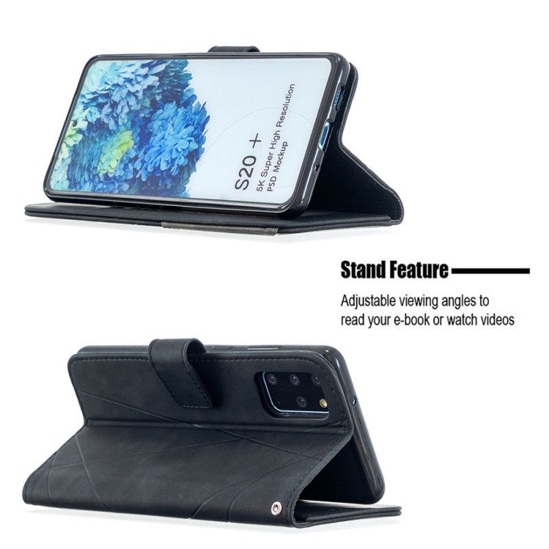 δερματινη Κάλυμμα Για Samsung Galaxy S20 Plus / S20 Plus 5G Μαύρο Τρίγωνα Χρώματος Binfen