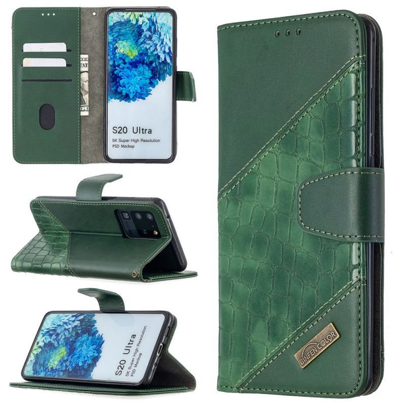 δερματινη Κάλυμμα Για Samsung Galaxy S20 Ultra Μαύρο Κλασικό Εφέ Δέρματος Κροκόδειλου