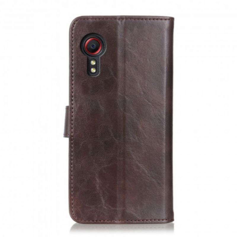 δερματινη Κάλυμμα Για Samsung Galaxy XCover 5 Μαύρο Εφέ Δέρματος Βίσωνας