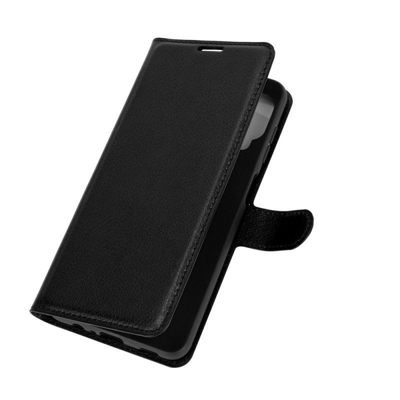 δερματινη Κάλυμμα Samsung Galaxy A12 Μαύρο Κλασικό Τεχνητό Δέρμα Λίτσι