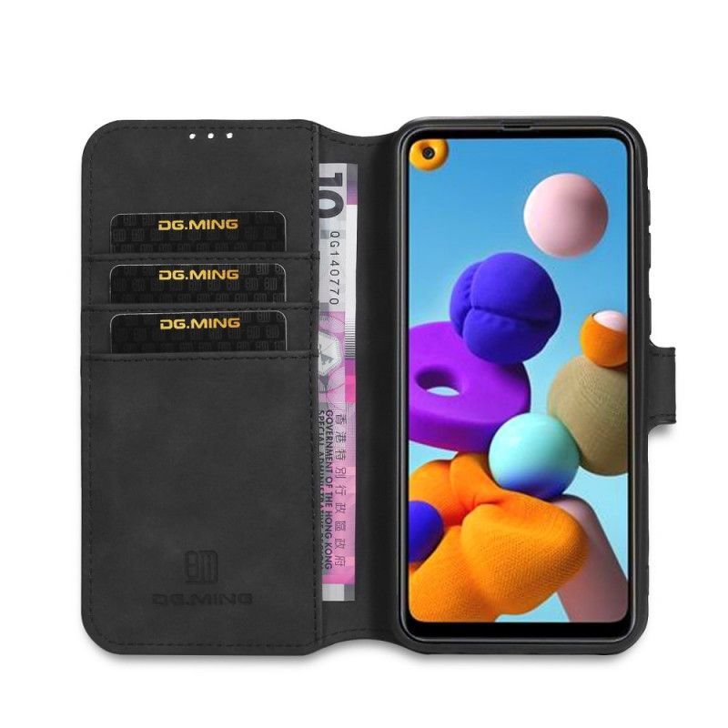 δερματινη Κάλυμμα Samsung Galaxy A21s Μαύρο Dg.Ming Ρετρό