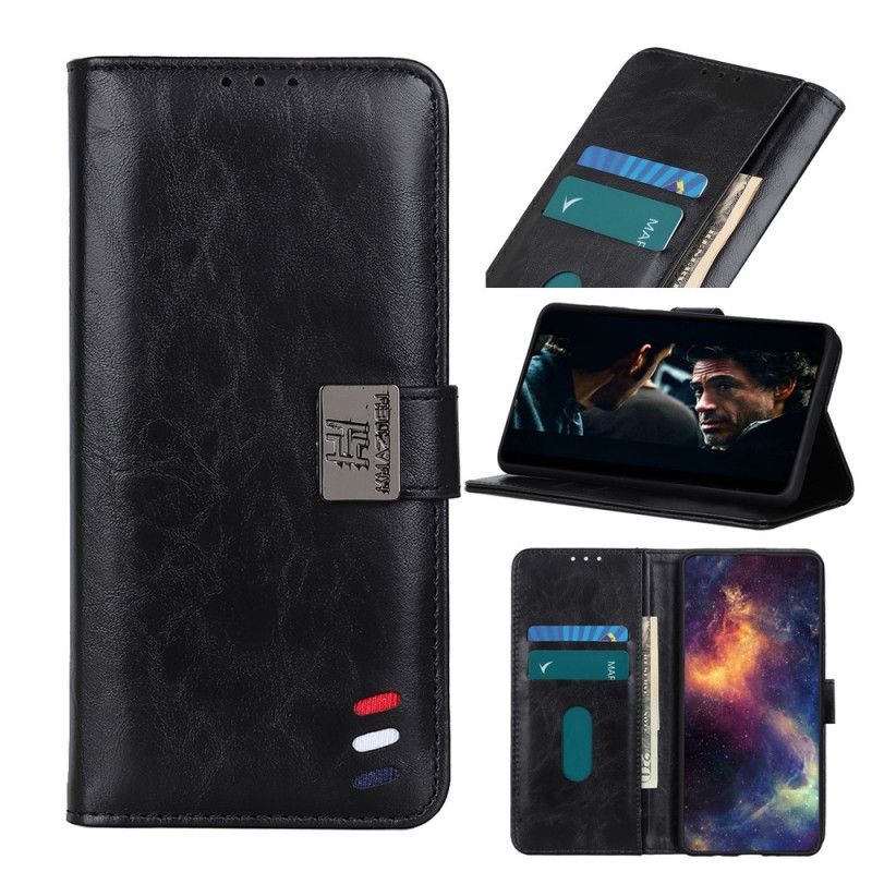 δερματινη Κάλυμμα Samsung Galaxy A31 Μαύρο Τρίχρωμο Vintage Δερμάτινο Εφέ Και Γούρι Πρωτότυπος