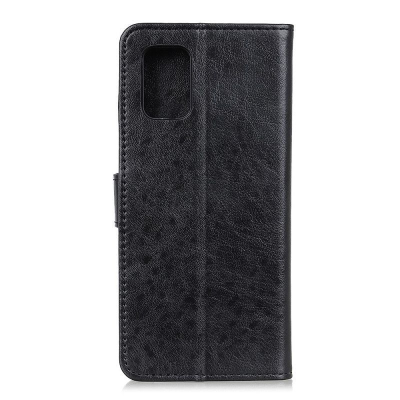 δερματινη Κάλυμμα Samsung Galaxy A52 4G / A52 5G Μαύρο Ψεύτικο Δέρμα Με Υφή σιλικόνης