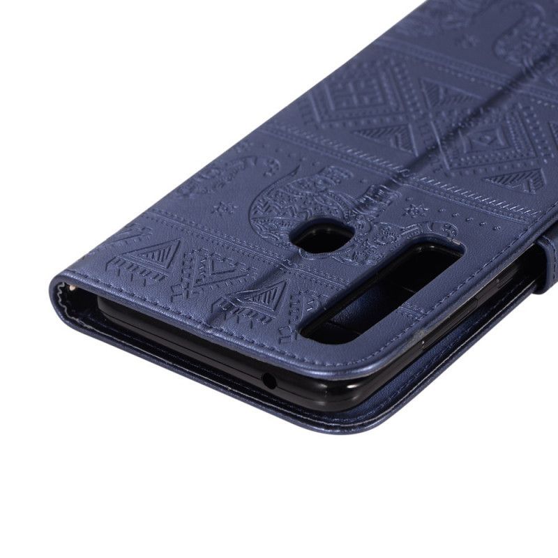 δερματινη Κάλυμμα Samsung Galaxy A9 Ροζ Χρυσός Ελέφαντες Φυλής Από Ψεύτικο Δέρμα