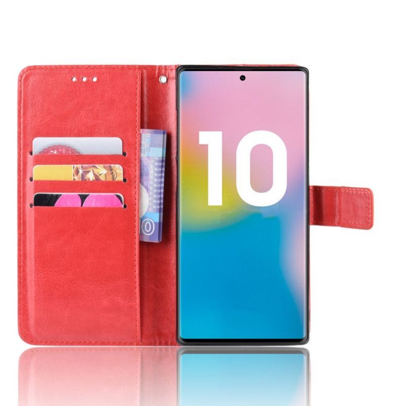 δερματινη Κάλυμμα Samsung Galaxy Note 10 Plus Μαύρο Φανταχτερό Απομίμηση Δέρματος Πρωτότυπος