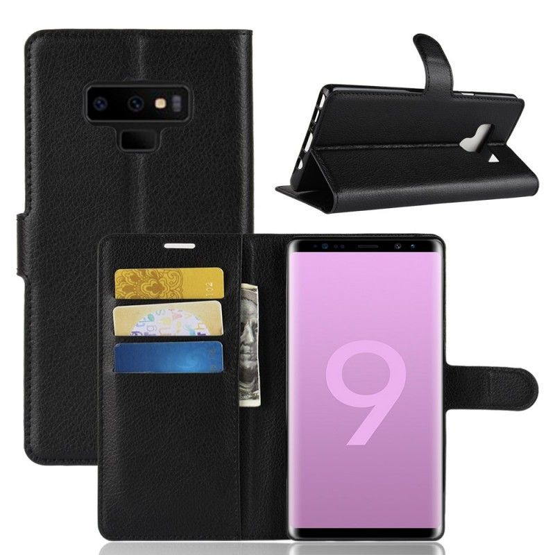 δερματινη Κάλυμμα Samsung Galaxy Note 9 Μαύρο Ρετρό Λίτσι
