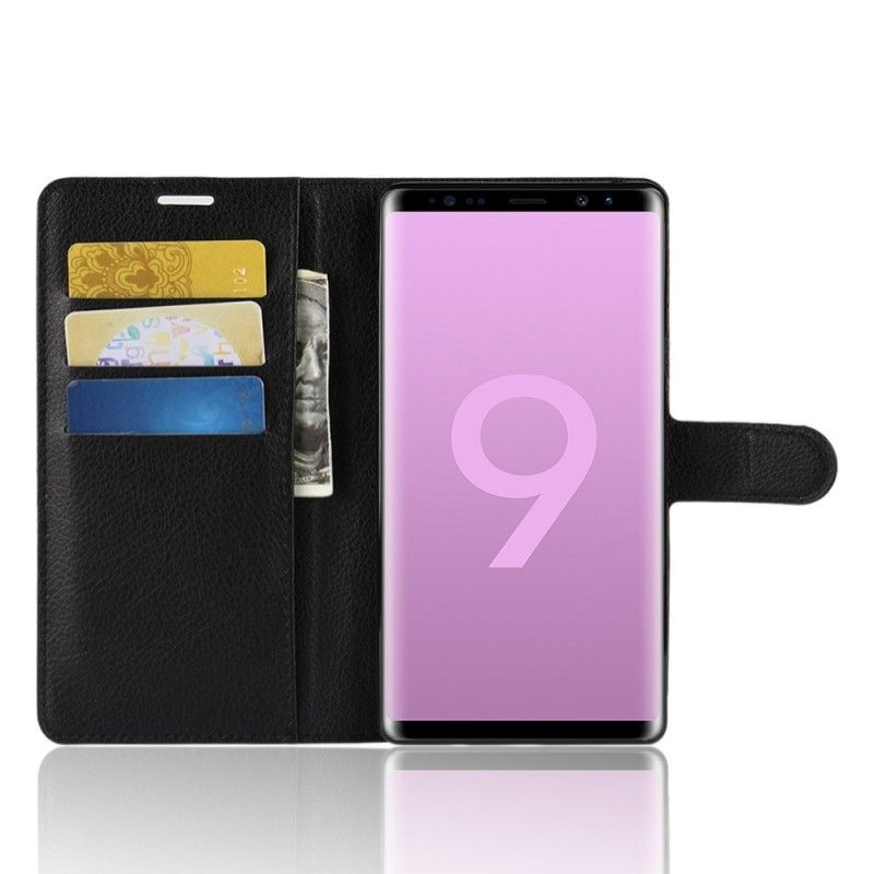 δερματινη Κάλυμμα Samsung Galaxy Note 9 Μαύρο Ρετρό Λίτσι