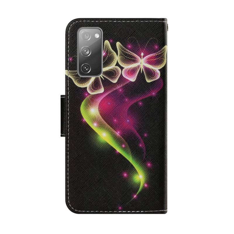 δερματινη Κάλυμμα Samsung Galaxy S20 FE Ματζέντα Μαγικές Πεταλούδες