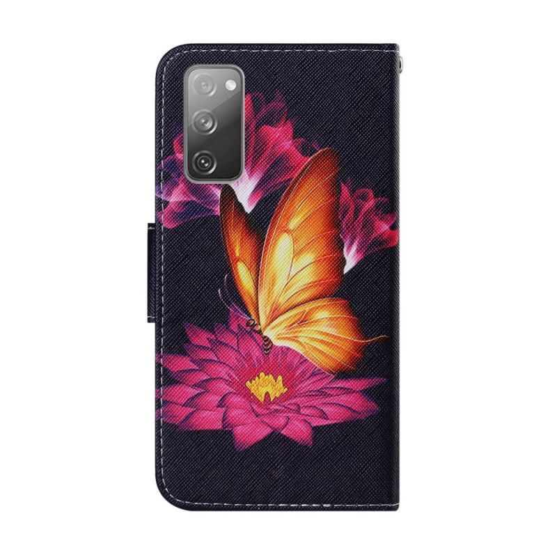 δερματινη Κάλυμμα Samsung Galaxy S20 FE Πεταλούδα Και Λωτός σιλικόνης