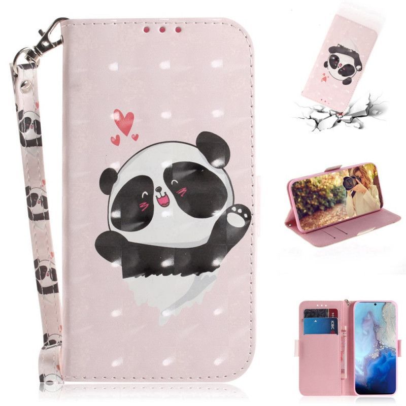 δερματινη Κάλυμμα Samsung Galaxy S20 Panda Love Λουράκι