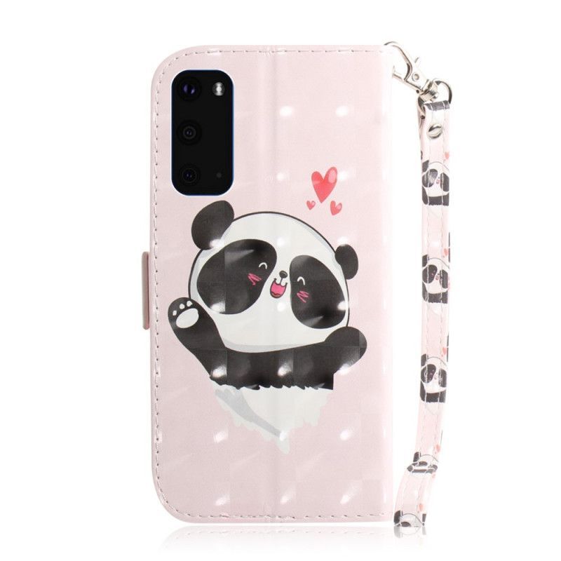 δερματινη Κάλυμμα Samsung Galaxy S20 Panda Love Λουράκι