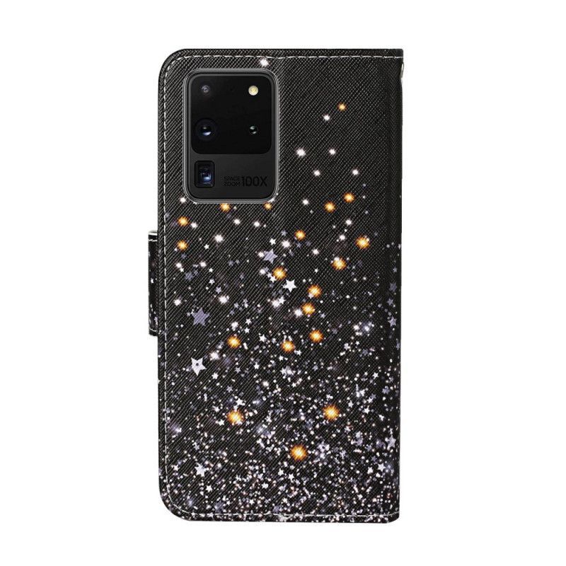 δερματινη Κάλυμμα Samsung Galaxy S20 Ultra Αστέρια Και Πούλιες Με Κορδόνι Πρωτότυπος