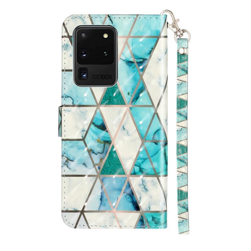 δερματινη Κάλυμμα Samsung Galaxy S20 Ultra Μαρμάρινες Φωτεινές Λωρίδες