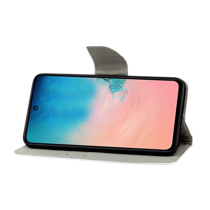δερματινη Κάλυμμα Samsung Galaxy S20 Ultra Μαύρο Πεταλούδες Και Λουράκι