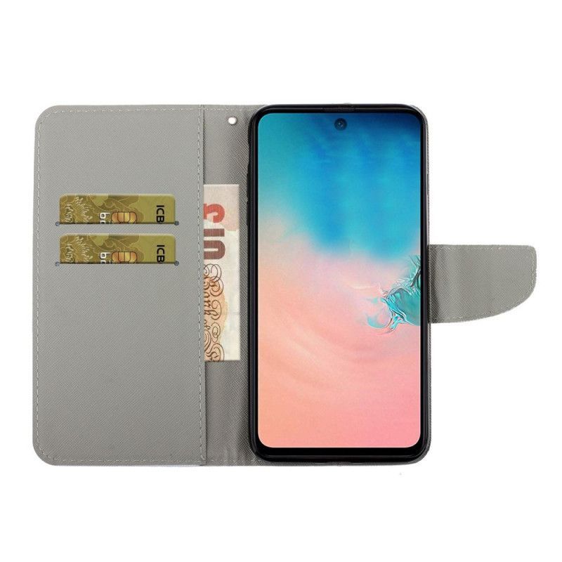 δερματινη Κάλυμμα Samsung Galaxy S20 Ultra Μαύρο Πεταλούδες Και Λουράκι