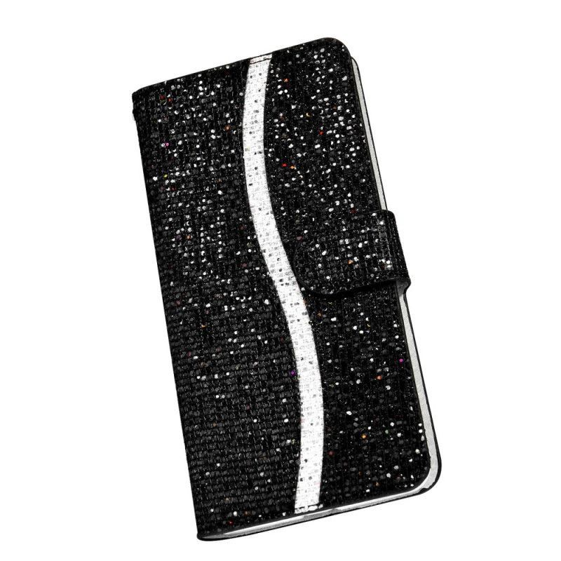 δερματινη Κάλυμμα Samsung Galaxy S20 Ultra Μαύρο Σχέδιο Γκλίτερ