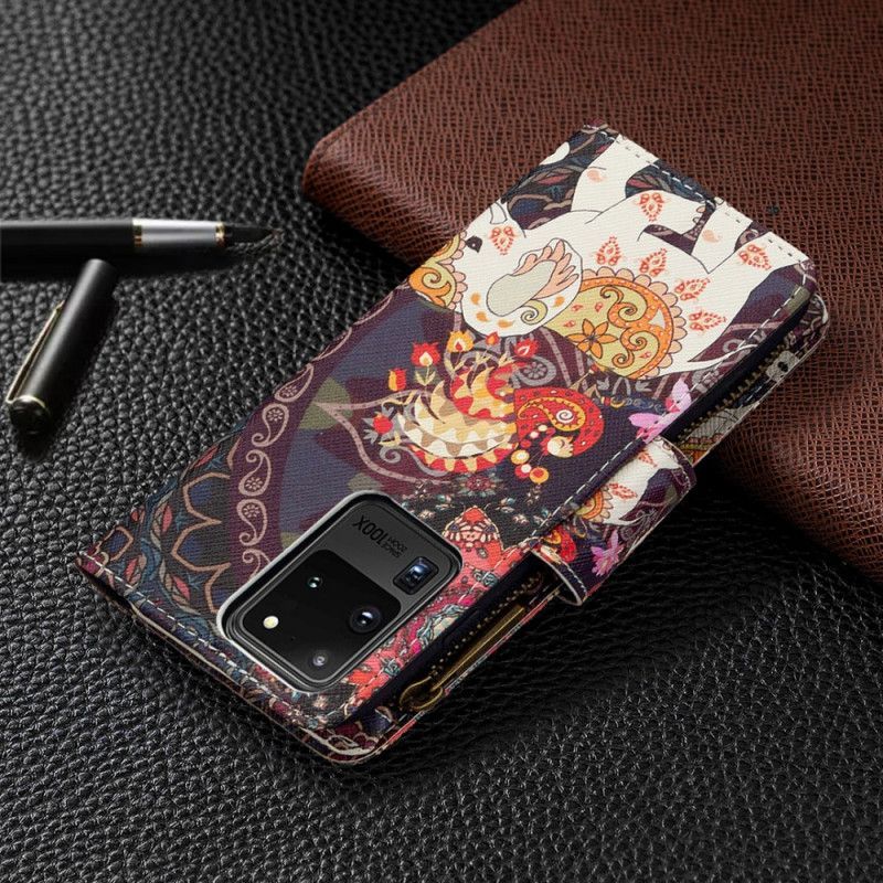 δερματινη Κάλυμμα Samsung Galaxy S20 Ultra Τσέπη Με Φερμουάρ Ελέφαντα σιλικόνης