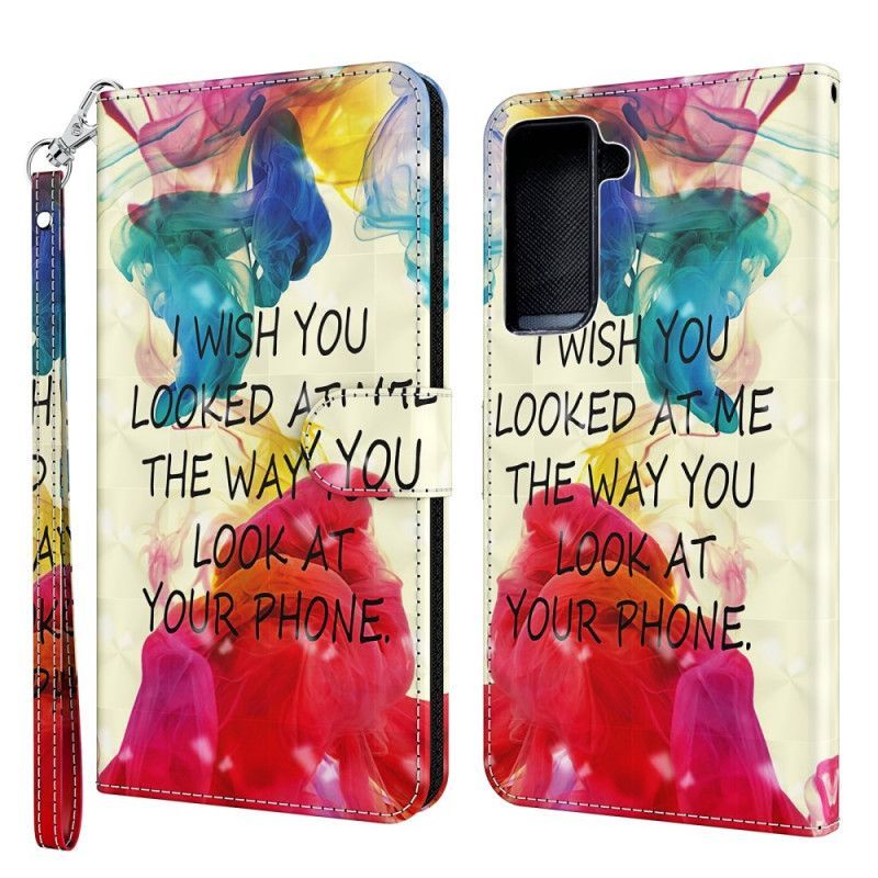 δερματινη Κάλυμμα Samsung Galaxy S21 5G Ελαφρύ Σημείο Εύχομαι Με Κορδόνι σιλικόνης
