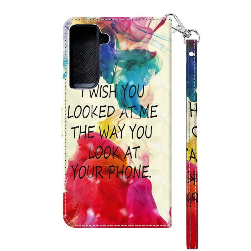 δερματινη Κάλυμμα Samsung Galaxy S21 5G Ελαφρύ Σημείο Εύχομαι Με Κορδόνι σιλικόνης