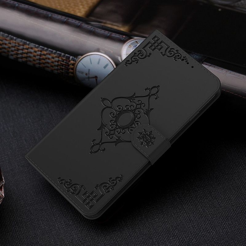 δερματινη Κάλυμμα Samsung Galaxy S21 5G Μαύρο Μπαρόκ Λουλούδι