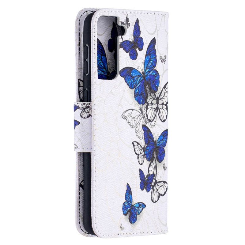 δερματινη Κάλυμμα Samsung Galaxy S21 Plus 5G Λευκό Υπέροχες Πεταλούδες