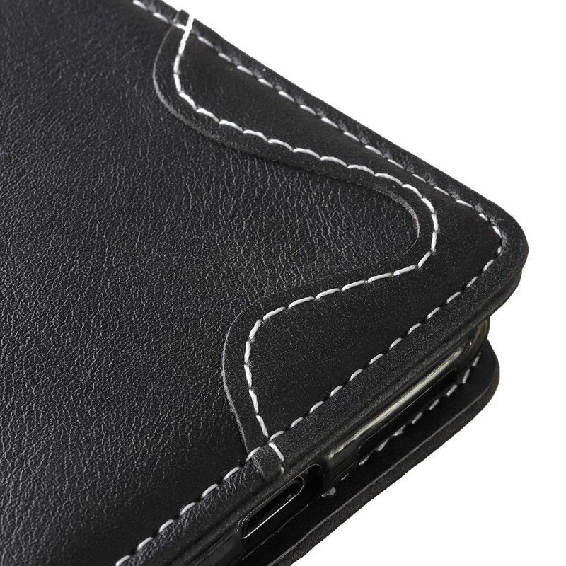 δερματινη Κάλυμμα Samsung Galaxy S21 Plus 5G Μαύρο Καλλιτεχνικό Κουμπί Και Ραφή