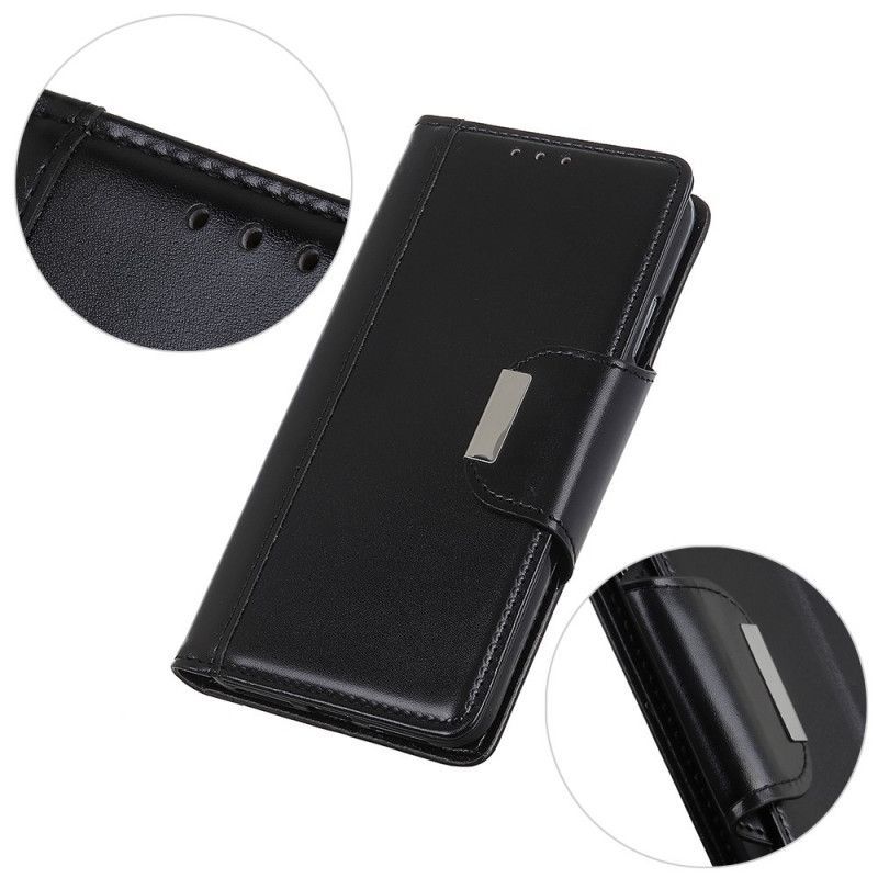 δερματινη Κάλυμμα Samsung Galaxy S21 Plus 5G Μαύρο Κούμπωμα Από Ψεύτικο Δέρμα Από Ασήμι
