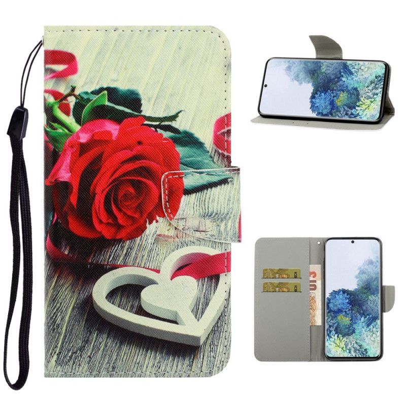 δερματινη Κάλυμμα Samsung Galaxy S21 Plus 5G Ρομαντικό Ροζ Strappy