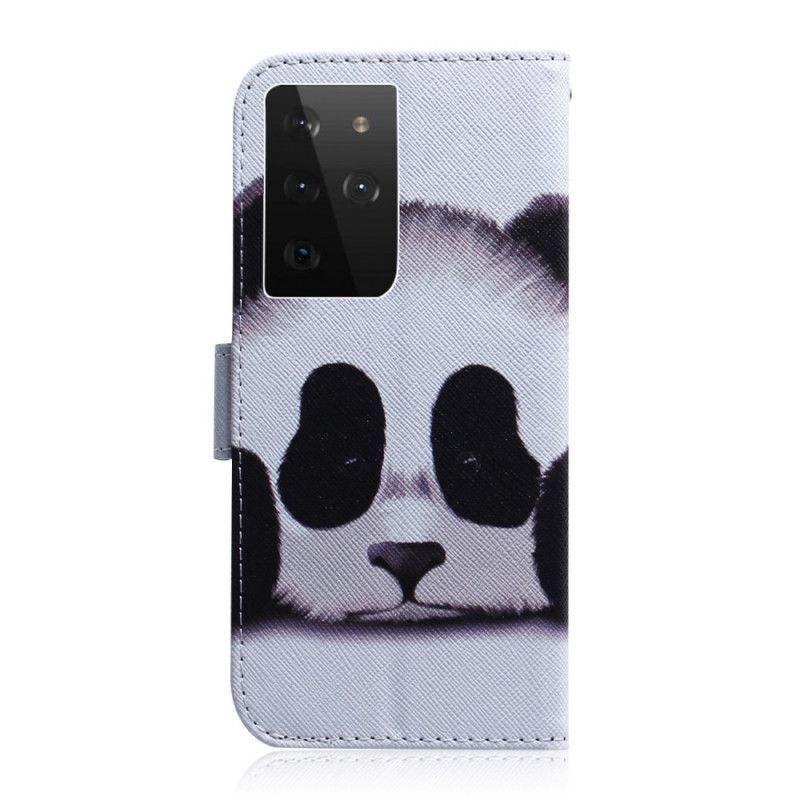 δερματινη Κάλυμμα Samsung Galaxy S21 Ultra 5G Πρόσωπο Panda