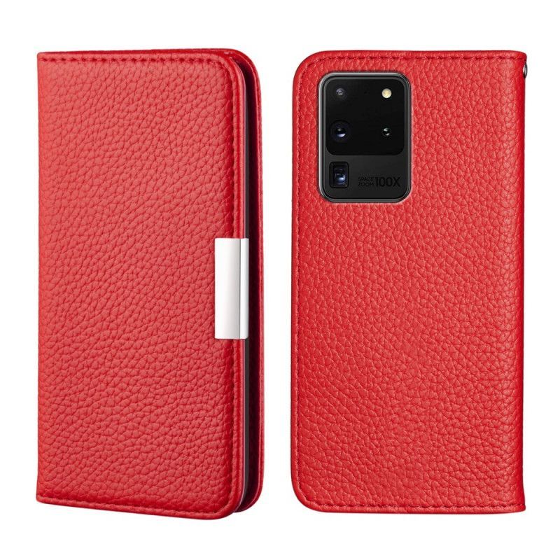 δερματινη θηκη Για Samsung Galaxy S20 Ultra Μαύρο Ultra Chic Ψεύτικο Δέρμα Λίτσι