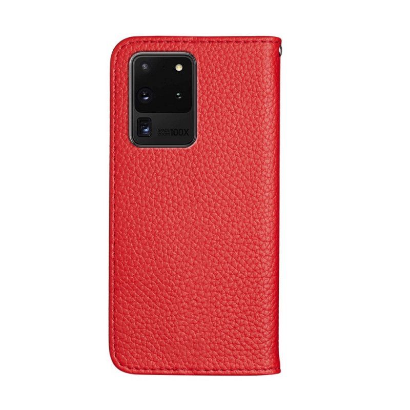 δερματινη θηκη Για Samsung Galaxy S20 Ultra Μαύρο Ultra Chic Ψεύτικο Δέρμα Λίτσι