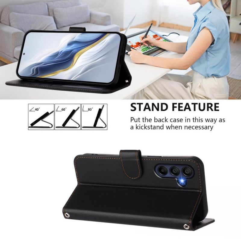 Δερματινη Θηκη Samsung Galaxy A17 4g / 5g Απλό Σχέδιο Με Κορδόνι Σιλικόνης