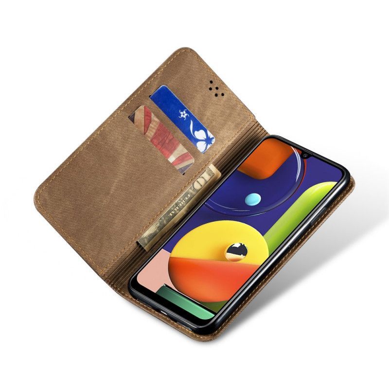 δερματινη θηκη Samsung Galaxy A50 Μαύρο Τζιν Ύφασμα