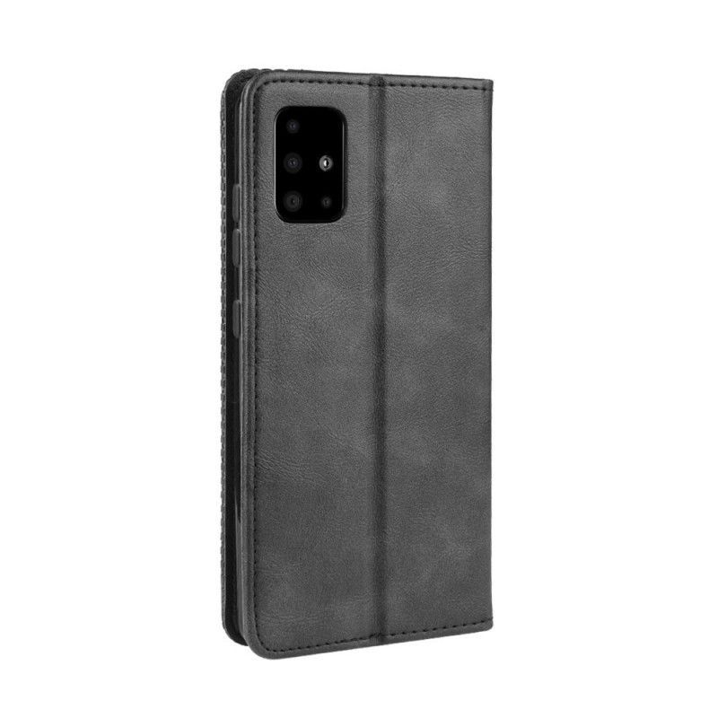 δερματινη θηκη Samsung Galaxy A51 Μαύρο Στυλιζαρισμένο Vintage Δερμάτινο Εφέ σιλικόνης