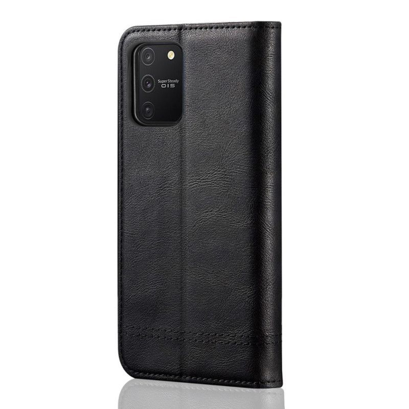 δερματινη θηκη Samsung Galaxy S10 Lite Μαύρο Ραφές Με Εφέ Δέρματος