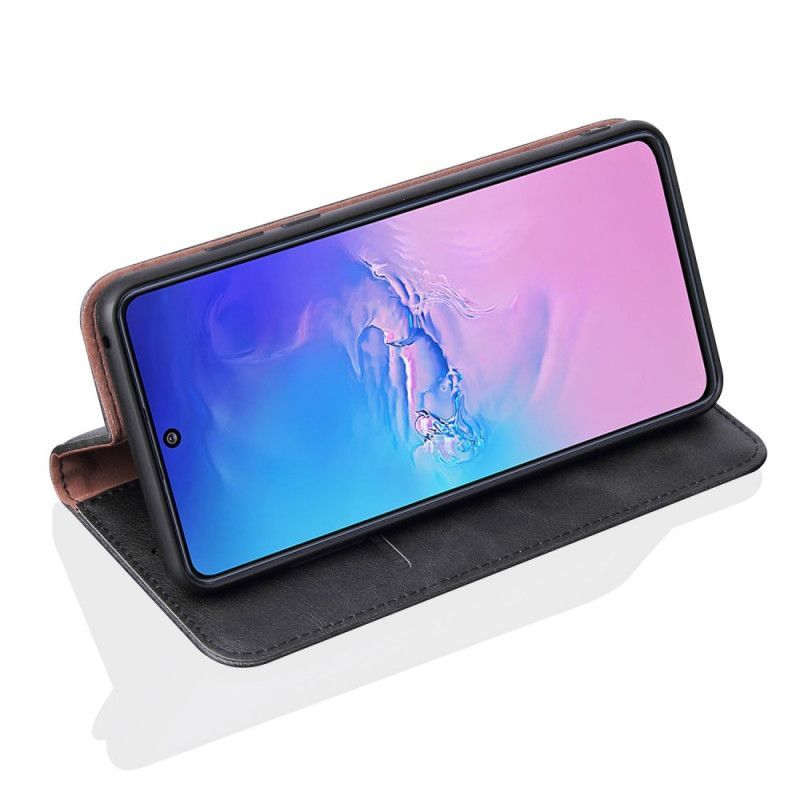 δερματινη θηκη Samsung Galaxy S10 Lite Μαύρο Ραφές Με Εφέ Δέρματος