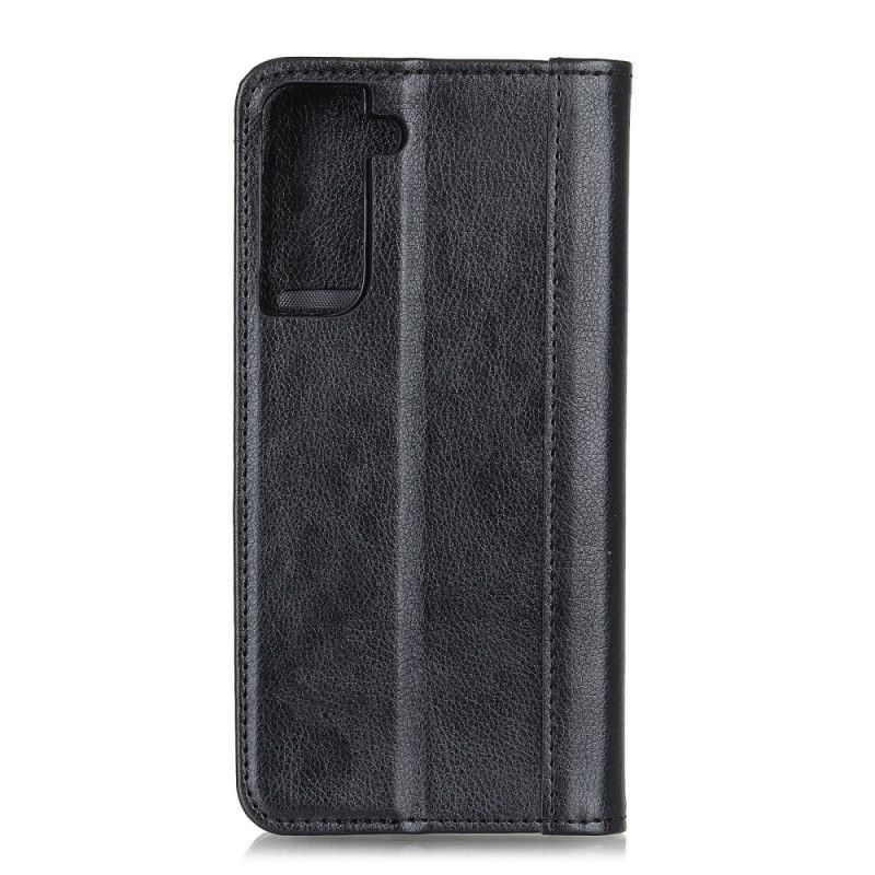 δερματινη θηκη Samsung Galaxy S21 Plus 5G Μαύρο Κομψότητα Σπαστό Δέρμα Λίτσι