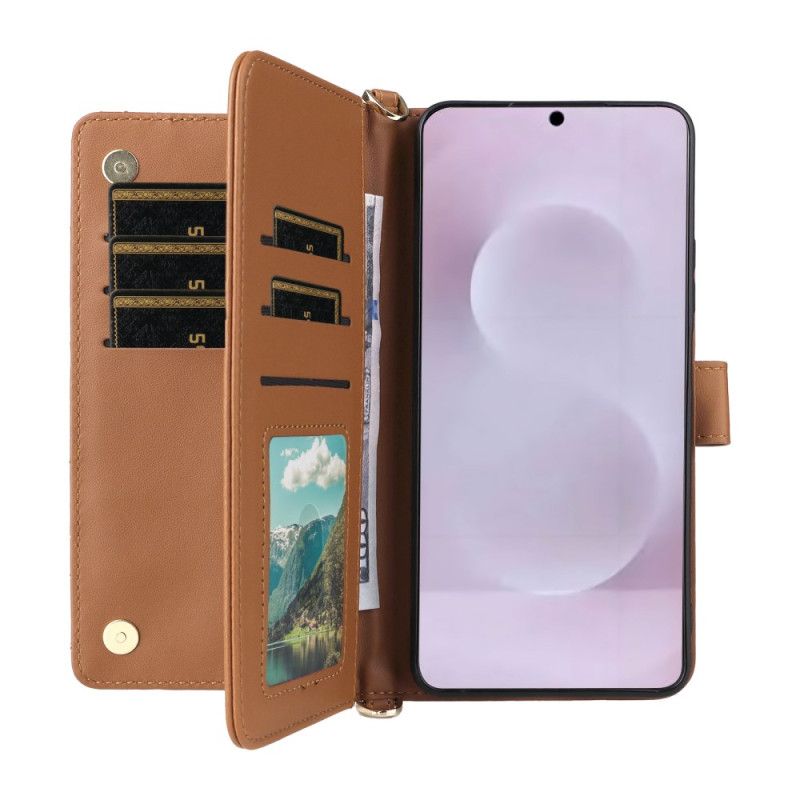 Δερματινη Θηκη Samsung Galaxy S25 5g Edge Καπιτονέ Με Λουράκι Και Λουράκι Ώμου