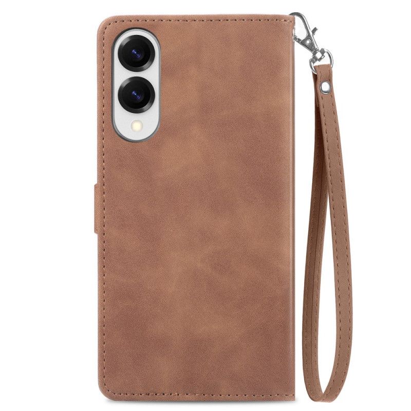 Δερματινη Θηκη Samsung Galaxy S25 5g Edge Πορτοφόλι Με Φερμουάρ Με Λουλούδια Σιλικόνης