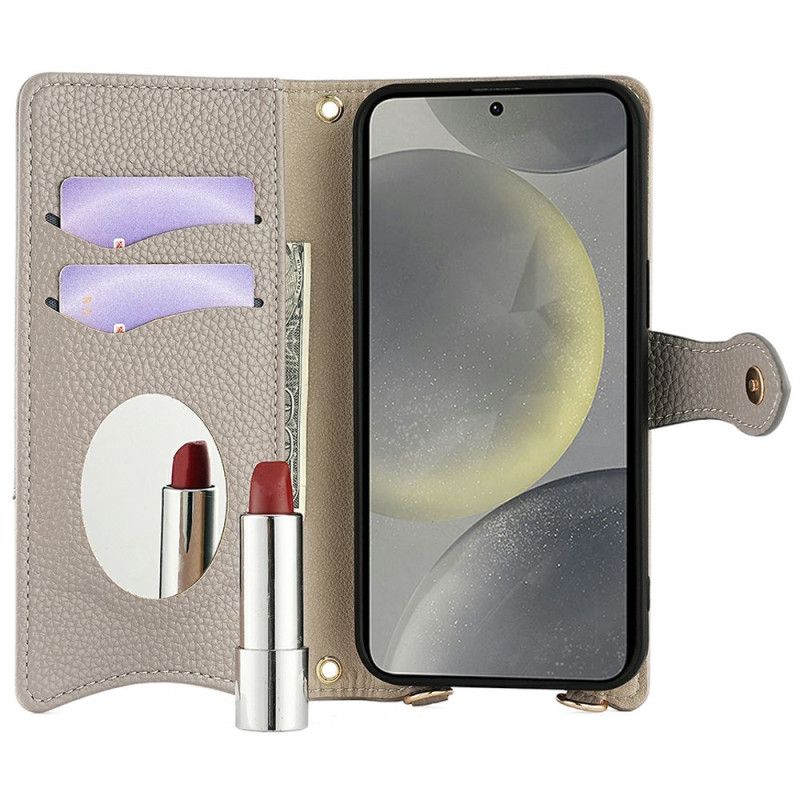 Δερματινη Θηκη Samsung Galaxy S25 5g Καθρέφτης Και Αλυσίδα