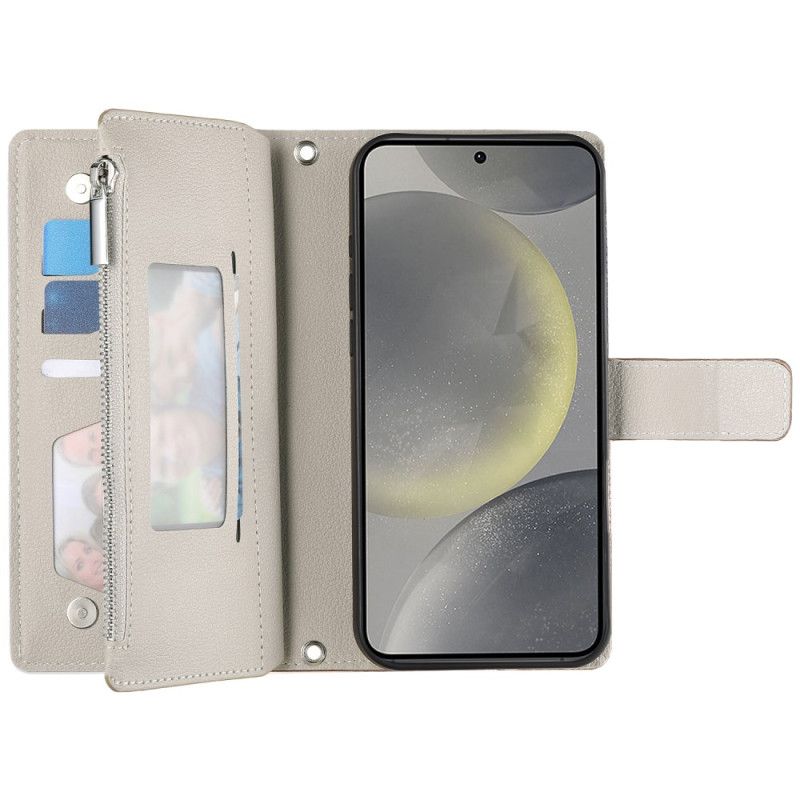 Δερματινη Θηκη Samsung Galaxy S25 Fe Δερμάτινο Πορτοφόλι Με Φερμουάρ Και Λουριά