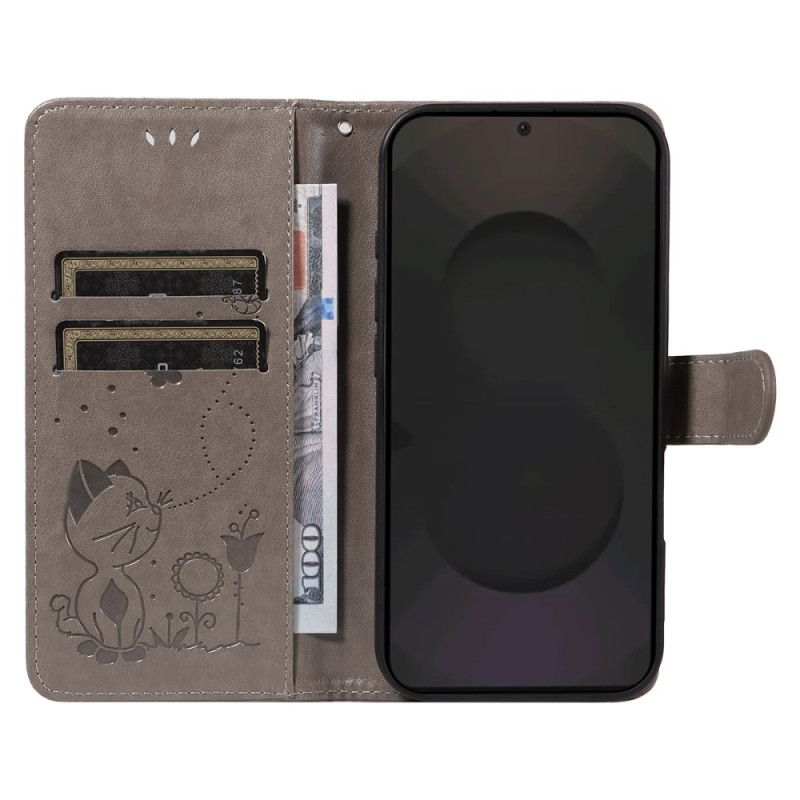 Δερματινη Θηκη Samsung Galaxy S25 Fe Γάτα Και Μέλισσα Σιλικόνης