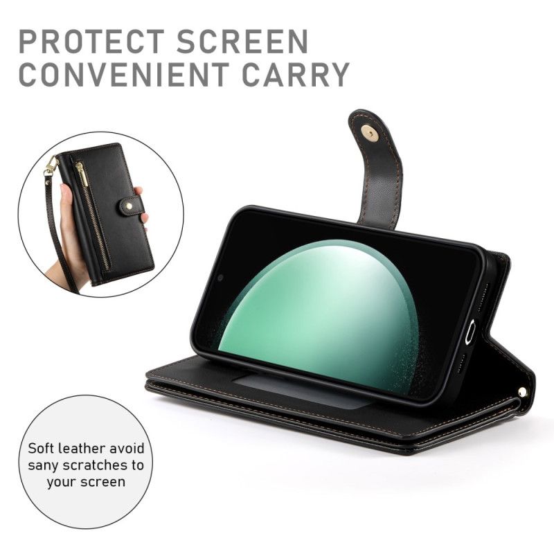 Δερματινη Θηκη Samsung Galaxy S25 Fe Πορτοφόλι Και Λουριά Σιλικόνης