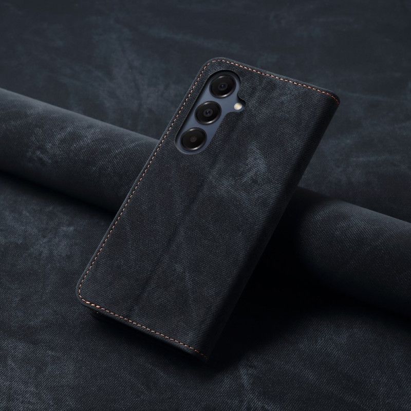 Δερματινη Θηκη Samsung Galaxy S25 Fe Ύφασμα Τζιν Σιλικόνης